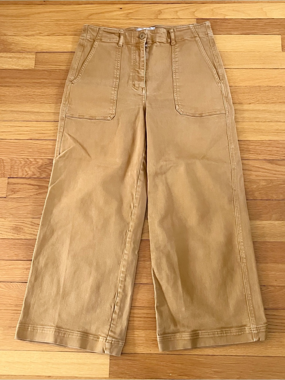 Everlane Brown Cotton Minimalist Comfortable Twill Wide Leg Crop Pant 10